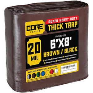 lot 141 image: CORE TARPS 6 ft. x 8 ft. BrownBlack 20 Mil Heavy Duty Polyethylene Tarp, Waterproof, UV Resistant, Rip and Tear Proof