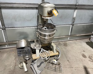 lot 83 image: Hobart Floor Stand Mixer and Many Accessories (partsrepair)