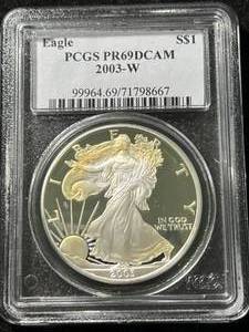 2003 PROOF AMERICAN SILVER EAGLE PCGS PR69DCAM