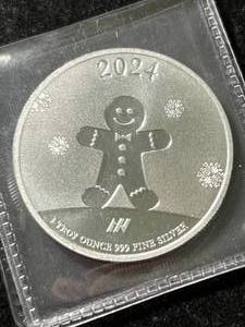 1 TROY OZ .999 FINE SILVER 2024 HAPPY HOLIDAYS ROUND
