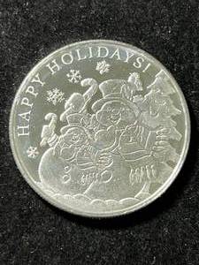 1 TROY OZ .999 FINE SILVER 2024 HAPPY HOLIDAYS ROUND