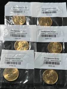6 US SACAGAWEA DOLLARS UNC