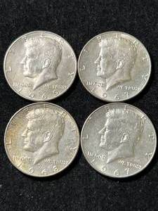 GROUP OF 4 US 40% SILVER KENNEDY HALF DOLLARS