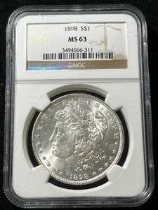 1898 US MORGAN SILVER DOLLAR NGC MS63