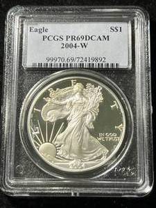2004 PROOF AMERICAN SILVER EAGLE PCGS PR69DCAM