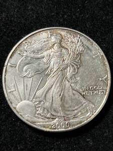 2000 AMERICAN SILVER EAGLE 1 TROY OZ .999 FINE SILVER