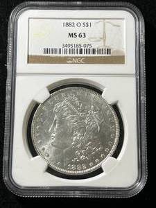 1882-O US MORGAN SILVER DOLLAR NGC MS63