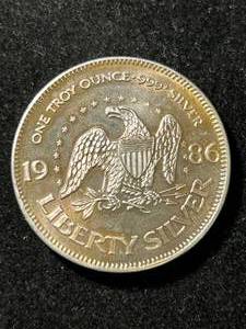 1 TROY OZ .999 FINE SILVER 1986 LIBERTY ROUND