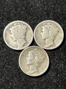3 US MERCURY DIMES 1936x2 1939