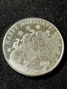 1 TROY OZ .999 FINE SILVER 2024 HAPPY HOLIDAYS ROUND