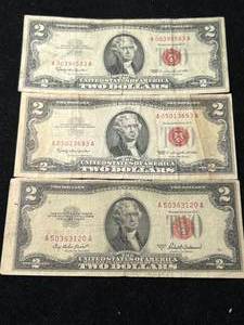 GROUP OF 3 US RED SEAL $2 BILLS