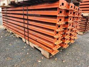 lot 128 image: Lot of (56) Pallet Racking Cross Beams  Tear Drop Style 5x8
