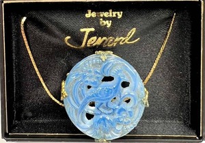 lot 7 image: 14kt Gold Filled Necklace with Blue Carved Stone Pendant
