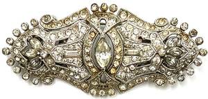 lot 10 image: Set of Antique Rhinestone Duette Brooch and Shoe Clips