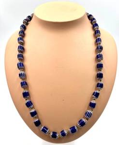 lot 22 image: Artisan Glass Millefiori Necklace with Blue and Gold Beads - Italy