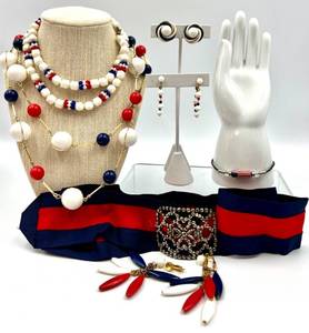 lot 32 image: Vintage Trifari Jewelry Set with Earrings, Bracelet, and Belt