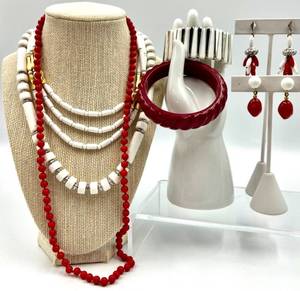 lot 33 image: Trifari & Monet Jewelry Set Necklaces, Bracelets, and Earrings