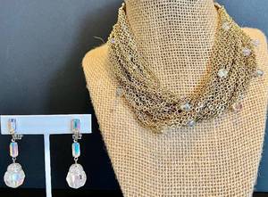 lot 51 image: Vintage California Multi-Strand Chain Necklace and Lewis Segal Earrings Set