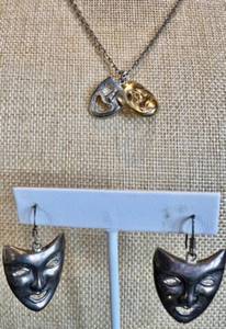 lot 57 image: Korean Sterling Silver Drama Mask Jewelry Set