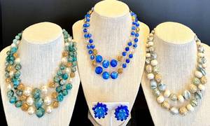 lot 74 image: Collection of 3 Vintage Beaded Necklaces with Earrings