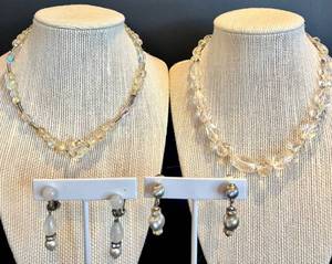 lot 89 image: Elegant Set of 2 Crystal Bead Necklaces with Matching Earrings
