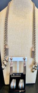 lot 91 image: Vintage Gold Toned Necklaces and Earrings Set with Tassel and Acorn Details