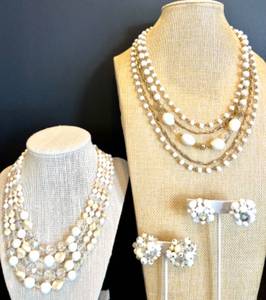 lot 99 image: Set of Vintage Japanese Lucite Bead and Multi-Strand Necklaces with Matching Earrings