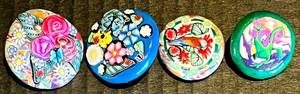 lot 103 image: Set of 4 Handcrafted Artisan Polymer Buttons with Intricate Designs