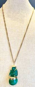 lot 113 image: Vintage Jade Buddha Pendant with Gold-Toned Chain Necklace