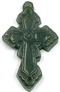 lot 117 image: Vintage Carved Jade Cross Pendant