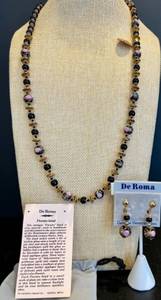 lot 119 image: De Roma Genuine Venetian Glass Necklace and Earrings Set