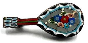 lot 138 image: Vintage Micro Mosaic Mandolin Brooch with Floral Design - Italy