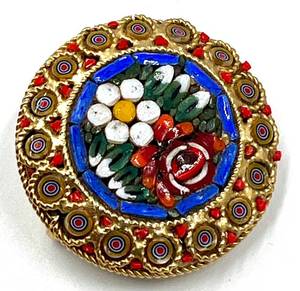 lot 140 image: Vintage Italian Micro Mosaic Floral Brooch Pin