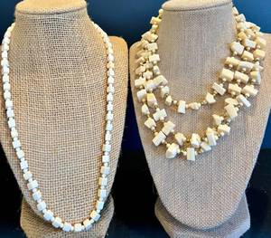 lot 161 image: Set of 2 Vintage Beaded Necklaces with Carved Beads