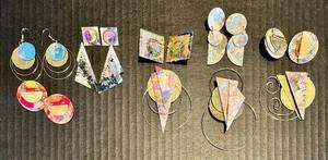 lot 172 image: Collection of 80s Artistic Geometric Brooches and Earrings