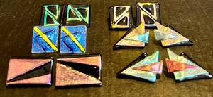 lot 173 image: Collection of 6 Pairs of Dichroic Glass Earrings