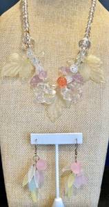 lot 183 image: Artistic Lucite Necklace and Earring Set with Floral Design