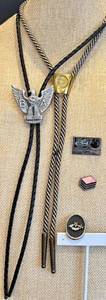 lot 195 image: Assortment of Vintage Pins and Bolo Ties Collection