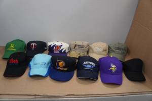 lot 88 image: Assorted Hats -John Deere, MN Vikings, MN Twins