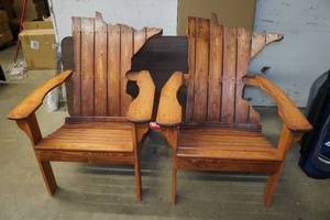 lot 17 image: 2 Wood Adirondack Chairs - State of Minnesota Back Rest