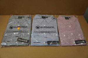 lot 210 image: 3 Burnside Ladies Woven Texture Button-Up Shirts -Medium