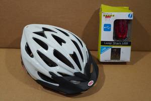 lot 233 image: Bell Bike Helmet with Lazer Shark USB Tail Light