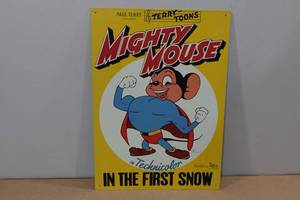 lot 138 image: Metal Sign -Mighty Mouse