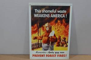lot 140 image: Metal Sign -Smokey the Bear