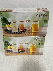 Glass Tumblers with Lids and Straws