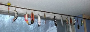 lot 515 image: Collection of Vintage Fishing Lures with Rod