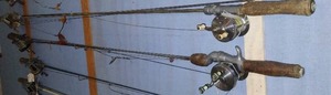 lot 551 image: Vintage Fishing Reel and Rod Set (4) Bristol Shakespeare 1930 Wondered Model
