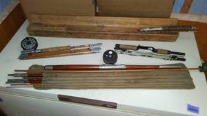 lot 561 image: Lot of Vintage Fishing Rods and Reel Collection