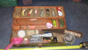 lot 566 image: Vintage My Buddy Fishing Tackle Box with Assorted Lures and Accessories