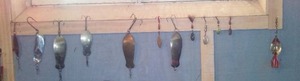 lot 574 image: Collection of 12 Vintage Fishing Lures with Hooks